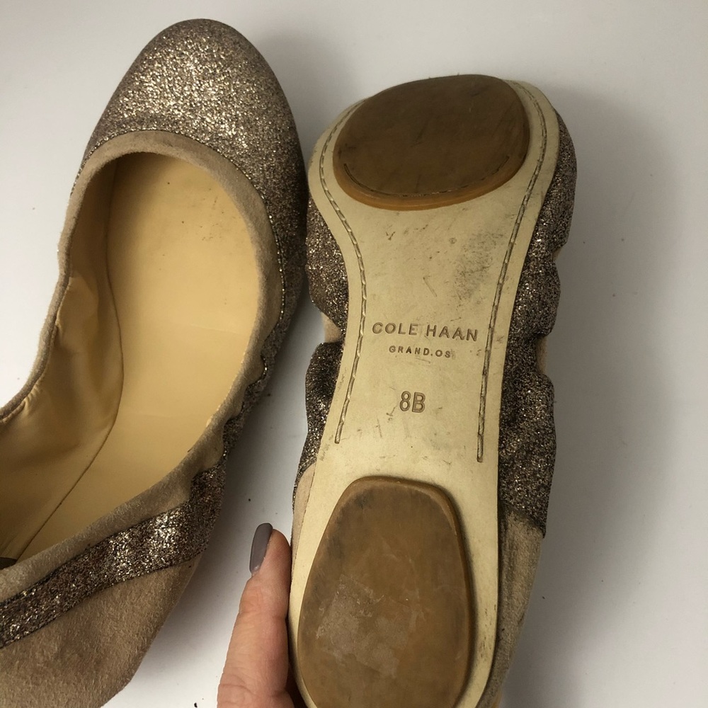 Cole Haan Glitter Ballet Flats Sz 8 Holiday NYE Fairy Romantic Business Casual - Picture 3 of 4